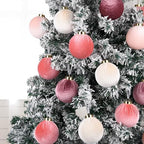 Velvet Christmas Ornaments Balls for Tree - 15pcs Pink Christmas Ornaments Shatterproof for Xmas Decorations - Multicolor Pink & Beige 80mm 3.15inch - Image 6