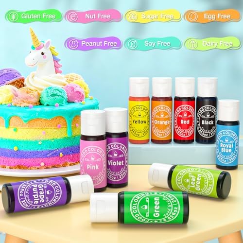 Food Coloring Liquid 25mlx10 Colors for Baking,Cherrysea Food Grade Cake Food Coloring Set for Halloween, Fondant, Cookies, Icing, Easter Egg Dessert Decorating Making DIY Supplies Kit - Image 4