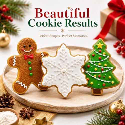 Crethinkaty 3 PCS Christmas Cookie Cutter Set,Gingerbread Man,Snowflake,Christmas Tree Shape with Soft PVC Edge Xmas Cookie Cutters for Baking - Image 4