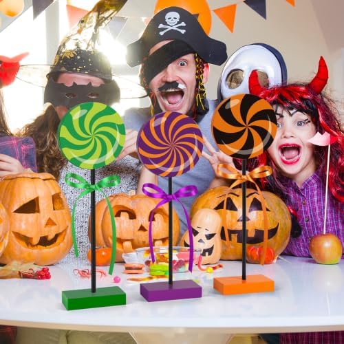 3 PCS Halloween Table Decorations Cute Wooden Candy Sign Set,Pastel - Image 6