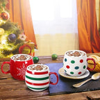Jinei 6 Pcs Christmas Mug Set Christmas Ball Coffee Mug, White,Red, Classic - Image 5