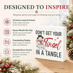 Don't Get Your Tinsel in a Tangle Sign, Funny Christmas Wood Box Decor - Image 4