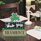St Patricks Day Decorations, MEETYAMOR 3-Layered Shamrock Wood Block St Patricks Day Decor, Shamrock Ornaments Shake Your SHAMROCK Sign Saint Patricks Day Decorations for the Home, Table, Mantel - Image 5