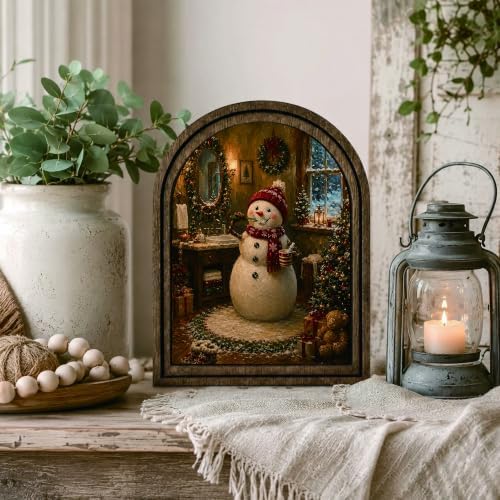 Snowman Bathroom Arched Table Sign, Christmas Farmhouse Shelf Decor - Image 6