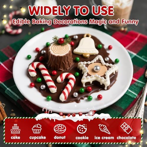 Edible Christmas Sprinkles for Cake Decorating,Red Green White Silver Pearl - Image 4