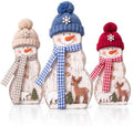 Suzile 3 Pcs Christmas Snowman Decoration Rustic Wooden Winter Indoor Decor by Suzile