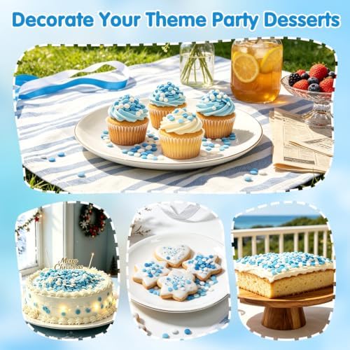 Edible Circle Confetti Sprinkles for Cake,Blue White Round Winter Sprinkle - Image 5