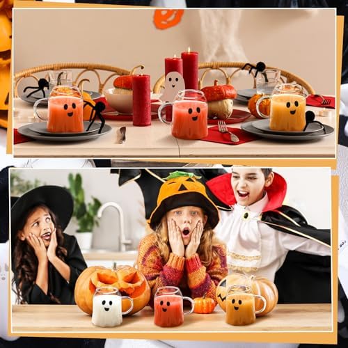 Didaey 4 Pcs Halloween Ghost Glass Mugs with Handle 12 oz Cute Milk Cup - Image 6