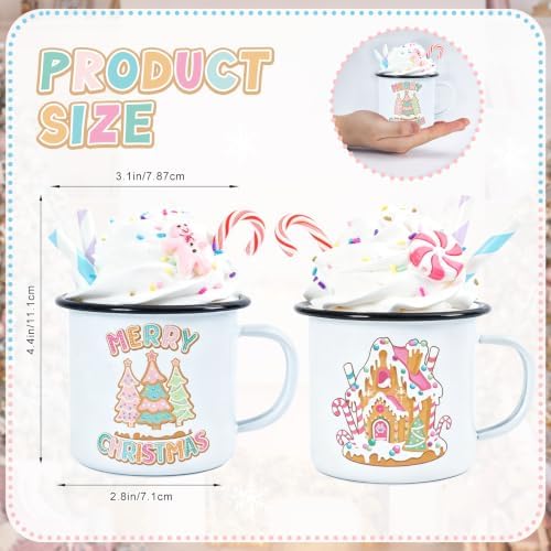 2 PCS Pastel Christmas Tiered Tray Mug Decor Set with Faux Whipped - Image 2