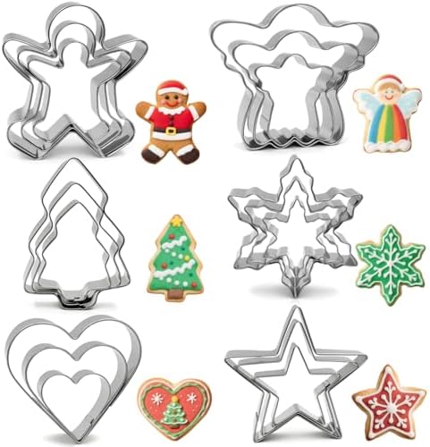 Christmas Cookie Cutters Set,18 Pieces, 6 Shapes by Unknown