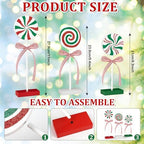 3 Pieces Christmas Table Decorations Wood Candy Set, Red and Green Christmas Tiered Tray Decor,Rustic Candy Table Decorations for Home Tables (Red and Green) - Image 3