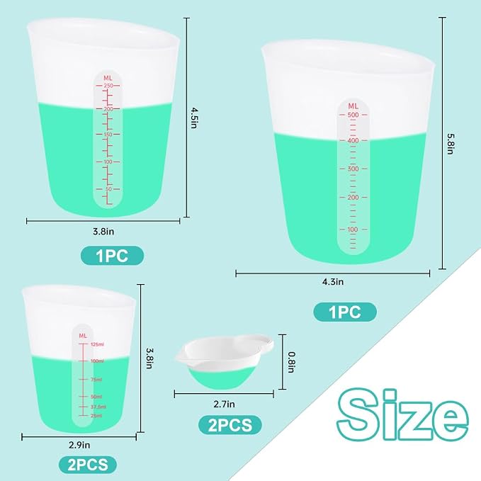 6 PCS Silicone Cup Set, 250ml and 125ml - Image 3