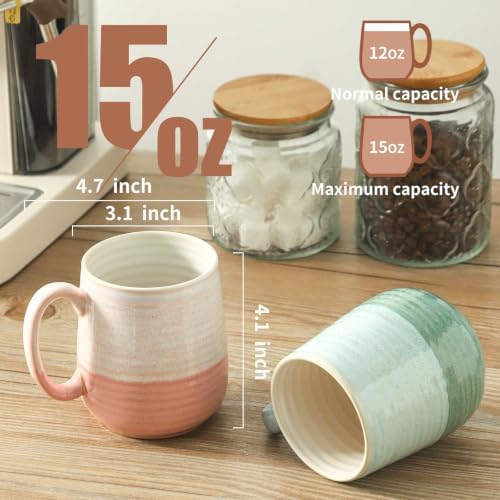 HASENSE Ceramic Coffee Mugs Set of 6, 16oz Coffee Cups with Handle - Image 3