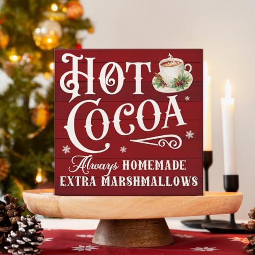Hot Cocoa Bar Decorations - Christmas Decor, Hot Chocolate Bar Wooden Sign - Image 3