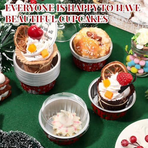 Umigy 100 Pcs Christmas Aluminum Foil Baking Cups with Lids, Snowflake,Tree - Image 4