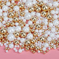 Edible Pearl Sprinkles for Cake Decorating,Christmas White Gold Pearls Mix by Sugarzy