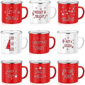 Mumufy 9 Pcs Christmas Coffee Mugs Winter Holiday Enamel Mugs with Quotes by Mumufy