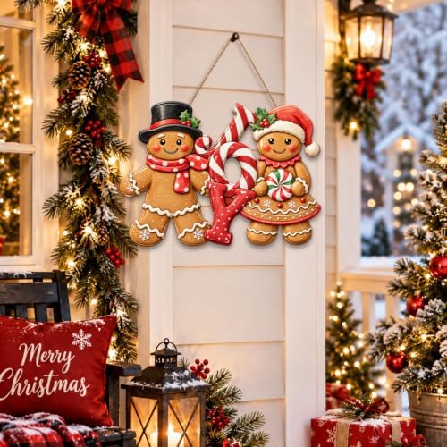Gingerbread Christmas Decorations Joy Gingerbread Boy Girl Sign - Image 4