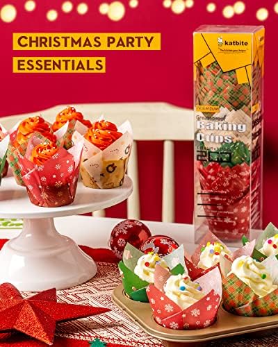Katbite Christmas Tulip Cupcake Liners 200PCS, Muffin Baking Holders - Image 5