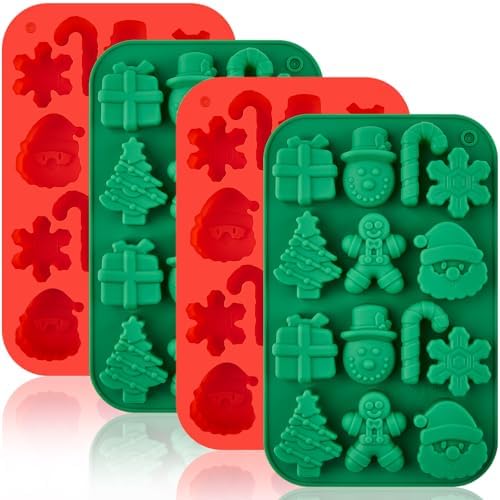 Christmas Chocolate Silicone Molds for Baking, 4 PCS by CLUEWR