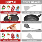 BOYAN 4PCS Christmas Silicone Spatula with Wooden Handle for Baking - Image 4