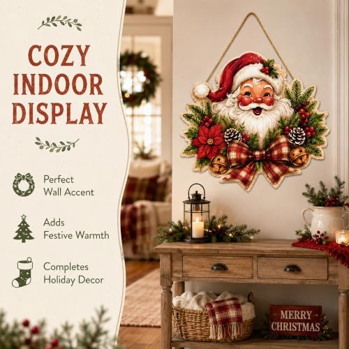 Christmas Decorations - 2D Printed Flat Vintage Santa Claus Welcome Sign - Image 4