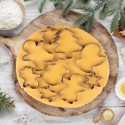 BYkooc Christmas Cookie Cutter Set,18 Piece Stainless Steel Winter Christmas Cookie Cutters Shapes for Baking - Christmas Tree,Snowflake,Snowman,Gingerbread Man,Gingerbread Girl,Mitten, Silver - Image 3