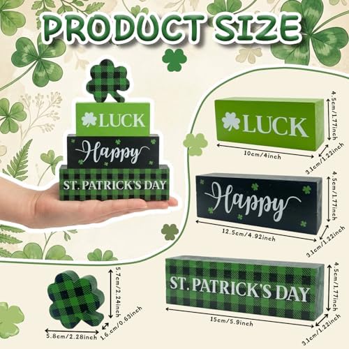 4Pcs st patricks day decorations, Wooden Table Decor for St. Patrick's Day - Image 2