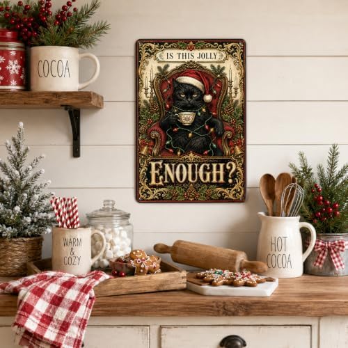 Funny Christmas Cat Sign, Black Cat Holiday Decor, Gothic Wall Art - Image 4