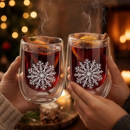 4 Pcs Mulled Wine Glass Christmas Snowflake 12oz Hot Toddy Mugs Xmas Gift - Image 5