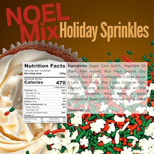 SweetGourmet Christmas Holiday Sprinkles Noel Mix, Red Green White Snowflake Cake Decorating Sprinkles, Bulk Baking Confetti for Cupcakes and Cookies, 2 Pounds - Image 2