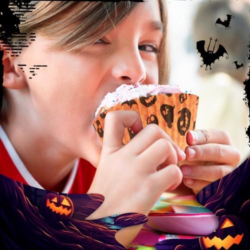600 Pack Halloween Cupcake Liners Cupcake Wrappers Disposable Baking Cups Muffin Liners for Halloween Party Candy Cake Decorations Supplies (12 Styles) - Image 5