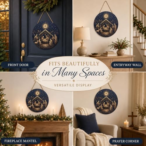 Christmas Decorations - Jesus Nativity Scene Wooden Sign for Front Door - Image 6