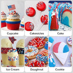 HUEBEATY 6-in-1 Patriotic 4th of July Sprinkles – 180g Red White and Blue Sprinkles Mix with Silver Star Confetti, Jimmies, Nonpareils & Sugar Sprinkles for Cake, Cupcakes, Cookies & Ice Cream Decorating and Baking - Image 6