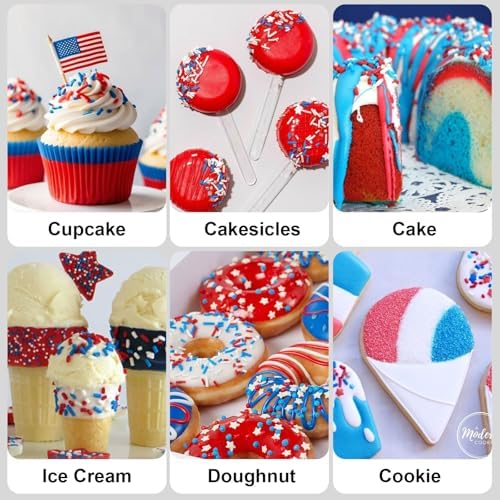 HUEBEATY 6-in-1 Patriotic 4th of July Sprinkles – 180g Red White and Blue Sprinkles Mix with Silver Star Confetti, Jimmies, Nonpareils & Sugar Sprinkles for Cake, Cupcakes, Cookies & Ice Cream Decorating and Baking - Image 6