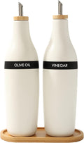 HOMCDALY Olive Oil and Vinegar Dispenser Set, Two 16oz Ceramic Oil Dispenser by HOME