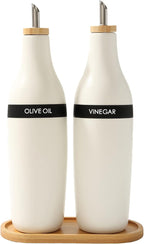 HOMCDALY Olive Oil and Vinegar Dispenser Set, Two 16oz Ceramic Oil Dispenser by HOME