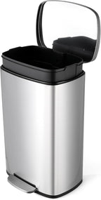 13.2 Gal Kitchen Trash Can, 50L Recycling or Garbage Bin, Brushed Stainless by ComfyCorner
