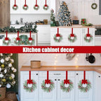 Sggvecsy 6 Pcs Christmas Mini Cabinet Wreaths Norfolk Pine Wreath with Ribbon Bows Red Berry Artificial Small Kitchen Wreath for Window Front Door Farmhouse Wall Pillars Xmas Decorations - Image 4