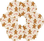 YETTASBIN Christmas Gingerbread Man 6 Pcs Drink Coasters with Holder, Cotton Woven Absorbent Heat-Resistant Round Coaster Set Tabletop Protector for Kitchen Bar Home Decor Housewarming Gift, 3.9 in - Image 2