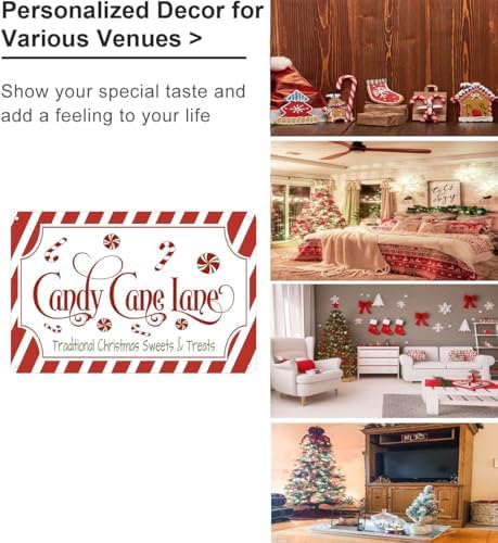 Artlunar Vintage Christmas Decor Gifts Rustic Candy Cane Lane Traditional Christmas Sweets&Treats Tin Sign for Home Farmhouse Kicthen Cafe Bar Wall Decor 8 x 12 Inch (3247) - Image 3
