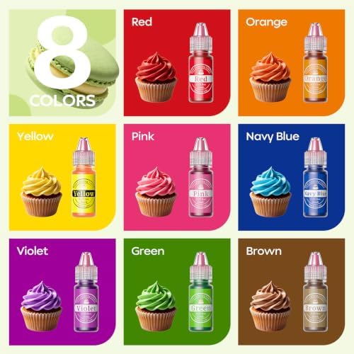 Food Coloring Set - 8 Colors Liquid Edible Dye for Baking Cake Cookie 6ml - Image 2