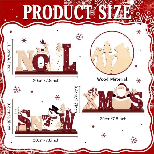 3Pcs Christmas Table Decorations, Wooden Christmas Decor Indoor - Image 3