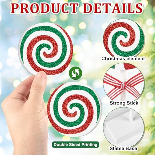 3 Pieces Christmas Table Decorations Wood Candy Set, Red and Green Christmas Tiered Tray Decor,Rustic Candy Table Decorations for Home Tables (Red and Green) - Image 4