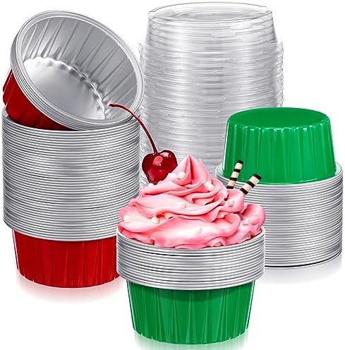 Umigy 100 Pcs Christmas Aluminum Foil Baking Cups with Lids,Classic by Umigy