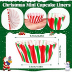 800pcs Christmas Mini Cupcake Liners Candy Pattern Baking Cups - Image 2