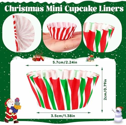800pcs Christmas Mini Cupcake Liners Candy Pattern Baking Cups - Image 2