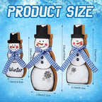 Suzile 3 Pcs Christmas Snowman Decoration Rustic Wooden Winter Indoor Decor - Image 3