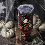 Halloween Tumbler with Lid and Straw 40oz,Fall Skulls Ghost Pumpkins Flower Vacuum Insulated Leak Proof Tumbler,Goth Cute Spooky Gift Women Girls,Thanksgiving Accessories Stainless Steel Coffee Cup - Image 2