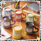 6 Set Composition Book Mug with Heart Handle, Ceramic Cup - Image 4